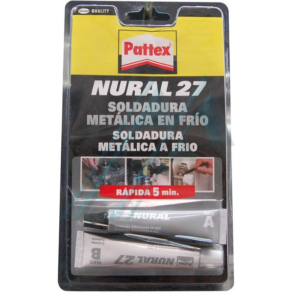 Pattex Nural 27, soldadura metálica en frío, aluminio gris, Juego