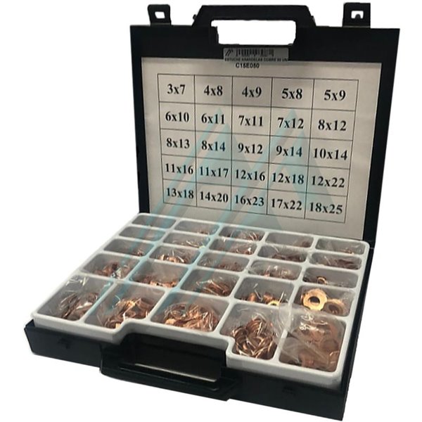 HELIFOUNER - Juego surtido de arandelas de cobre, 300 piezas,  12 tamaños, kit de arandelas de sellado métricas de cobre : Industrial y  Científico